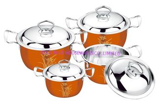 China 2016 hot sales 16/18/20/22 cookware set with color +flower &amp;stainless steel pot &amp;non-stick pot supplier
