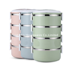 China 0.7-2.8L Tableware round shape 1/2/3/4 layers Plastic food container stainless steel keep food warm lunch box supplier