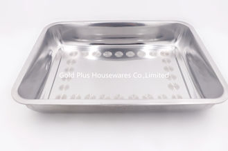 China 40*30cm Serving buffet baking pan big plate square baking tray set stainless steel roasting tray supplier