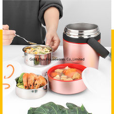 China Keep hot 12 hours stainless steel food lunch box  2.2L pink color food thermos vacuum flask thermos supplier