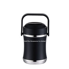 China High quality vacuum bento stainless steel leakproof metal lunch box  2L black color reusable insulated thermos supplier