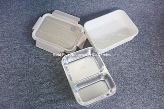 China Hot sale customize single layer food container stainless steel snack rectangle food box with 2 compartments supplier