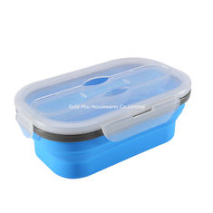 China 800ml Tableware customized color and logo collapsible lunch box food grade rectangle silicone foldable leakproof warmer supplier