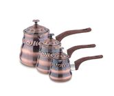 Middle east type  stainless steel browen color  3 pcs  milk cup with lid and bakelite handle & tea pot & coffee pot