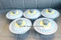 Indian colorful printed hand washing bowl sets and tray 5 pcs round dip bowl set with metal steel lid supplier