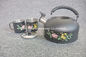 Travel kettle black color whistle kettles with two small cups stainless steel single layer water boiled teapots supplier