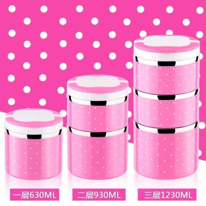 colorful  stainless steel round food container ,0.7L to 2.1L food carrier,lunch box,14CMfood lunch container