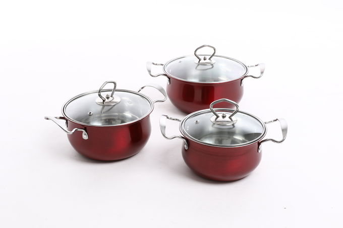 16/18/20/22cm red color & flower stainless steel cookware set & kitchenware set & pot & pan & casseroles