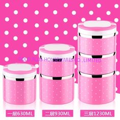 China colorful  stainless steel round food container ,0.7L to 2.1L food carrier,lunch box,14CMfood lunch container supplier