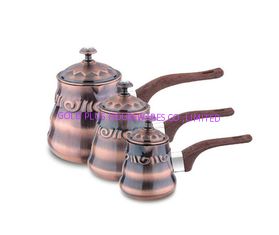 China Middle east type  stainless steel browen color  3 pcs  milk cup with lid and bakelite handle &amp; tea pot &amp; coffee pot supplier