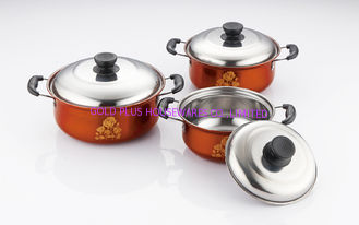 China cookware set stainless steel &amp; cooking pot &amp; 16/18/20cm pot set &amp;red /orange color cookware set supplier