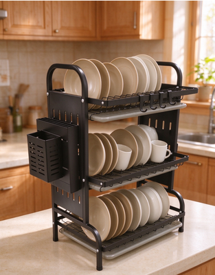 China folding rack &Multifunctional drain rack & 43cm 2 layers and 3 layers iron gold and black drainer ,save space drainer Kitchen organizer ,iron material ,black ,gold ,green colour supplier