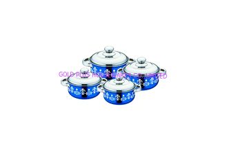 China 2020 hot sales 4pcs colorful cookware set &amp; red ,blue 16cm -22cm color&amp;flower cooking pot &amp;stainless steel pot supplier