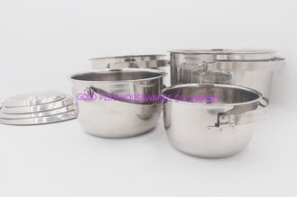 China 15,18,21,24,27cm 5pcs  Kitchen tools travel camping outfit cooking sets stainless steel basin lid soup cooking pot supplier