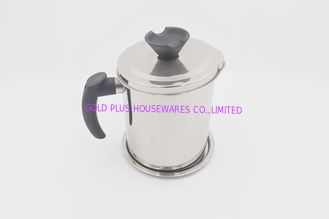 China 1.3L Kitchenware stainless steel grease keeper with handle round shape oil strainer with lid supplier
