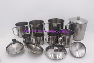 China 12cm High quality stainless steel baby mug chrome camping mug with lid supplier