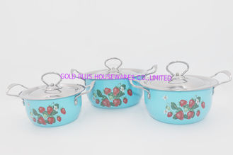 China 6pcs Colorful pot set grade steel nonstick soup pot flower coating deep casserole pot supplier