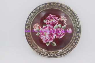 China 36cm Tableware SS luxury fruit plate middle east style metal steel dinner plate with flower pattern supplier