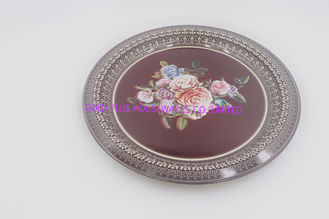China 33cm Wholesale high quality SS gold bottom plate dinnerware round dinner plate for weddings supplier