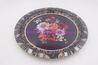 China 33cm Florla dinner plates metal steel plate set tableware round shape serving tray supplier