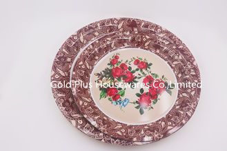 China 65cm Wholesale rose flower dinnerware plate set party supply big round bone dishes supplier