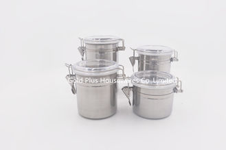 China 4pcs set Wholesale 304#stainless steel round tea tin candy can food storage canister with plastic lid supplier