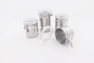 China 4pcs Household stainless steel canister set kitchen PP plastiic lid food bottle set supplier