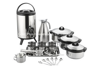 China 21pcs Kitchen cookware sets double wall vacuum thermos stainless steel soup pot heat insulation barrel mug and spoon set supplier
