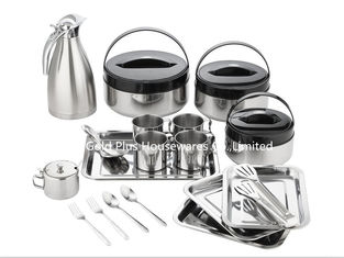 China 19pcs Kitchen appliances nonstick food warmer lunch box container coffee pot &amp; mug stainless steel carafe cutlery set supplier