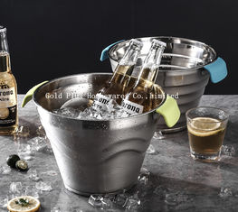 China 623g Portable custom water pail bar cooler with stand and lid  stainless steel beer ice bucket for hotel supplier