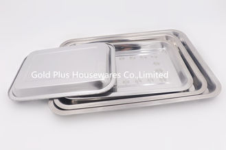 China 45*35cm Hotel restaurant kitchenware metal pan daily use rectangle stainless steel custom printed dinner serving tray supplier