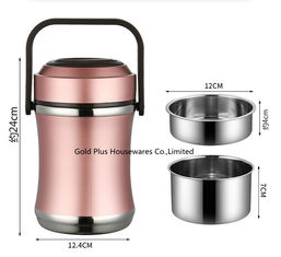 China 2L Ecofriendly vacuum stainless steel thermal insulated lunch box pink color bpa free thermal food jar supplier