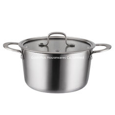 China 24cm Cookware everyday three layer thickened flat bottom non stick soup pot stainless steel cooking pot with glass cover supplier