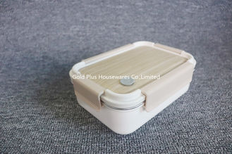China Eco-Friendly stainless steel airtight bento lunch box  japanese sushi bento box with wood-like grain  lid supplier