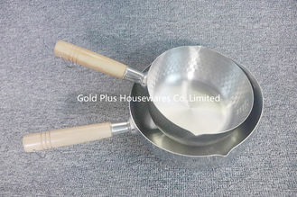 China 18cm Hot domestic stainless steel milk pot with practical wooden handle big capacity cooking sauce pans supplier