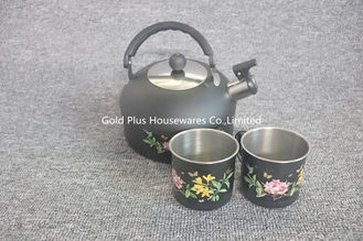 China Promotion stainless steel tea kettle set with two mugs high grade fashion flower pattern water kettles supplier