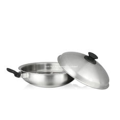 China Cookware set 36cm non-stick stainless steel wok pan with domed lid  metal steel queen stirfry woks supplier
