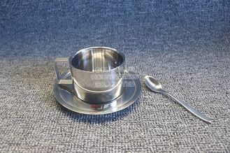 China OEM hot sale in arabic cup 3pcs bulk turkish coffee cup set stainless steel tea cup gift set with long saucer dish supplier