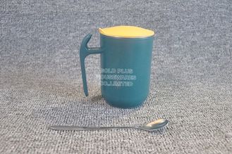 China Cheap plain green coffee mug promotion double wall keep warm metal steel coffee mug with lid spoon supplier