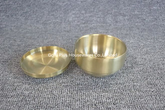China High quality golden small anti-scalding soup bowl 304 korean style double layer stainless steel rice bowl with cover supplier