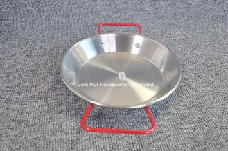China Kitchen korean stainless steel cooking paella pan tray happy cooking spanish seafood pan with red handle supplier