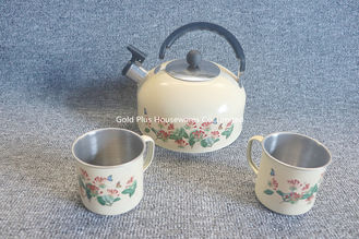 China Yellow coating customized decal metal steel whistling kettle whistling tea kettle for gas induction cookers supplier