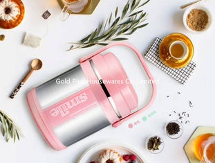 China High-quality multi layers pink color plastic mention pot 1.9L stainless steel deep bento lunch box/food jar supplier