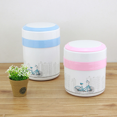 China Long-term preservational soup pot round shape sus insulated food flask colorful printed stainless steel lunch box supplier