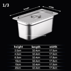 China High-volume buffet service food pan eco-friendly restaurant serving chafing dish 1/3 serving dish with lid supplier