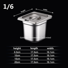 China Dining room furniture 1/6 stainless steel jam pot thickened metal rectangular canteen buffet serving mixing plate supplier