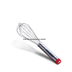 China TV shopping high quality cake egg beater food hand mixer stainless steel whisk manual hand stirrer with steel handle supplier