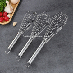 China Classical design natural color household stainless steel handle egg whisk metal wire egg beater for cooking supplier