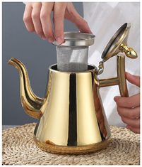 China Gooseneck stainless steel natural color pour over tea pot customize logo acceptable coffee pot with handle supplier