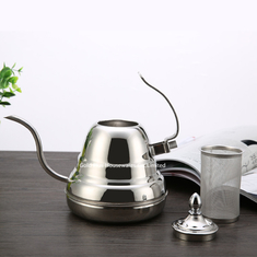 China Perfect hand drip coffee pot 1200ml pour over kettle with lid modern design silver color long narrow spout kettle supplier